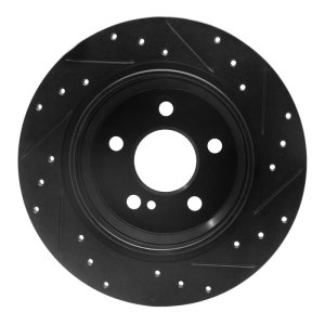 Mercedes-Benz S550 Brake Rotor (1) - Rear Left - R1 Concepts - Drilled & Slotted - Black - `07-`13